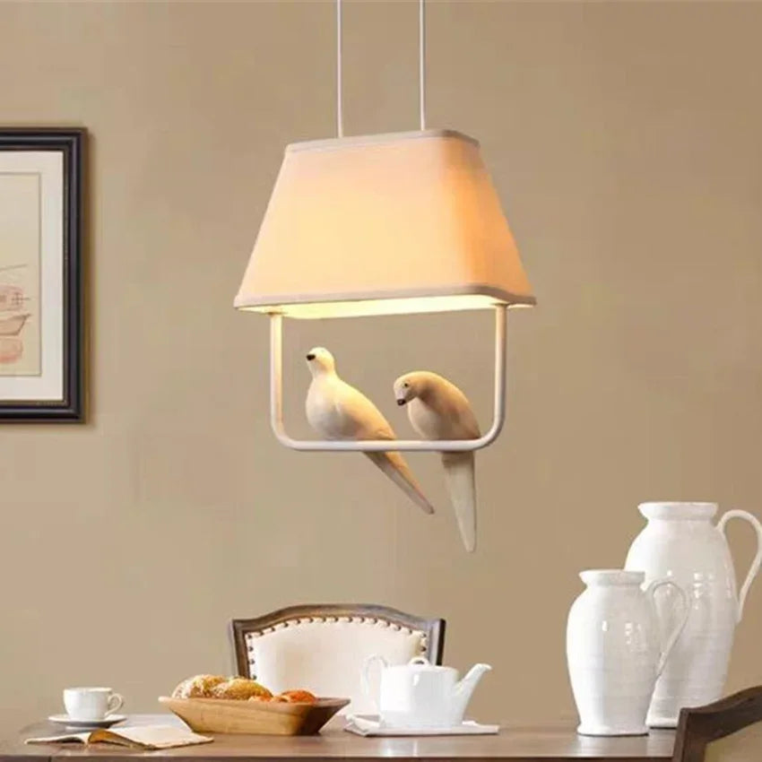 Vogel Hanglamp Met Kap Beige E27 Decoratief Woonkamer Eetkamer