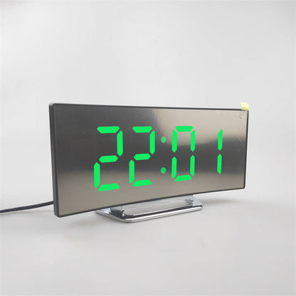 Digitale wekker LED gebogen scherm kunststof zwart slaapkamer bureau klok minimalistisch design