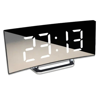 Digitale wekker LED gebogen scherm kunststof zwart slaapkamer bureau klok minimalistisch design