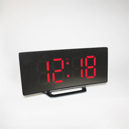 Digitale wekker LED gebogen scherm kunststof zwart slaapkamer bureau klok minimalistisch design