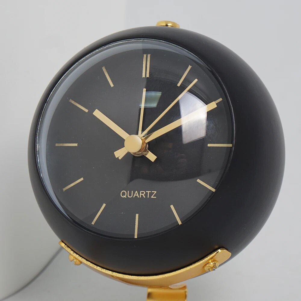 Tafelklok Quartz Metaal Groen Goud Bureau Nachtkastje Analoge Bureauklok Retro Design Woonkamer Slaapkamer