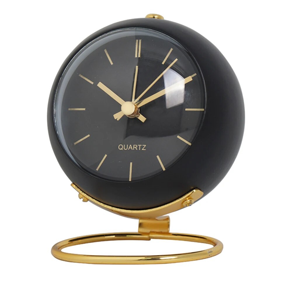 Tafelklok Quartz Metaal Groen Goud Bureau Nachtkastje Analoge Bureauklok Retro Design Woonkamer Slaapkamer