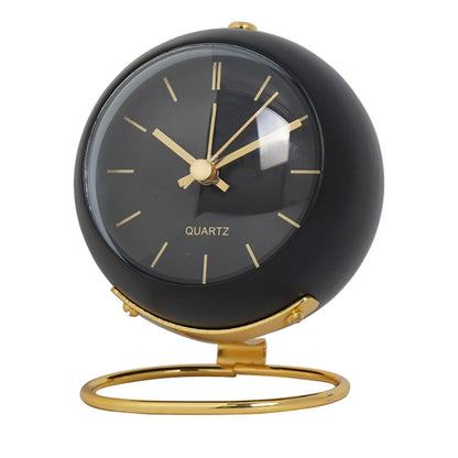Tafelklok Quartz Metaal Groen Goud Bureau Nachtkastje Analoge Bureauklok Retro Design Woonkamer Slaapkamer
