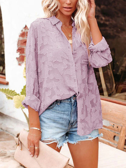 Vrouwelijke Zomerblouse Lange Mouw Gedrukt