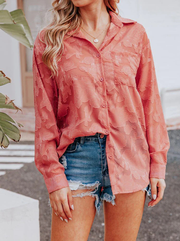 Vrouwelijke Zomerblouse Lange Mouwen Gedrukt - StudioMarella