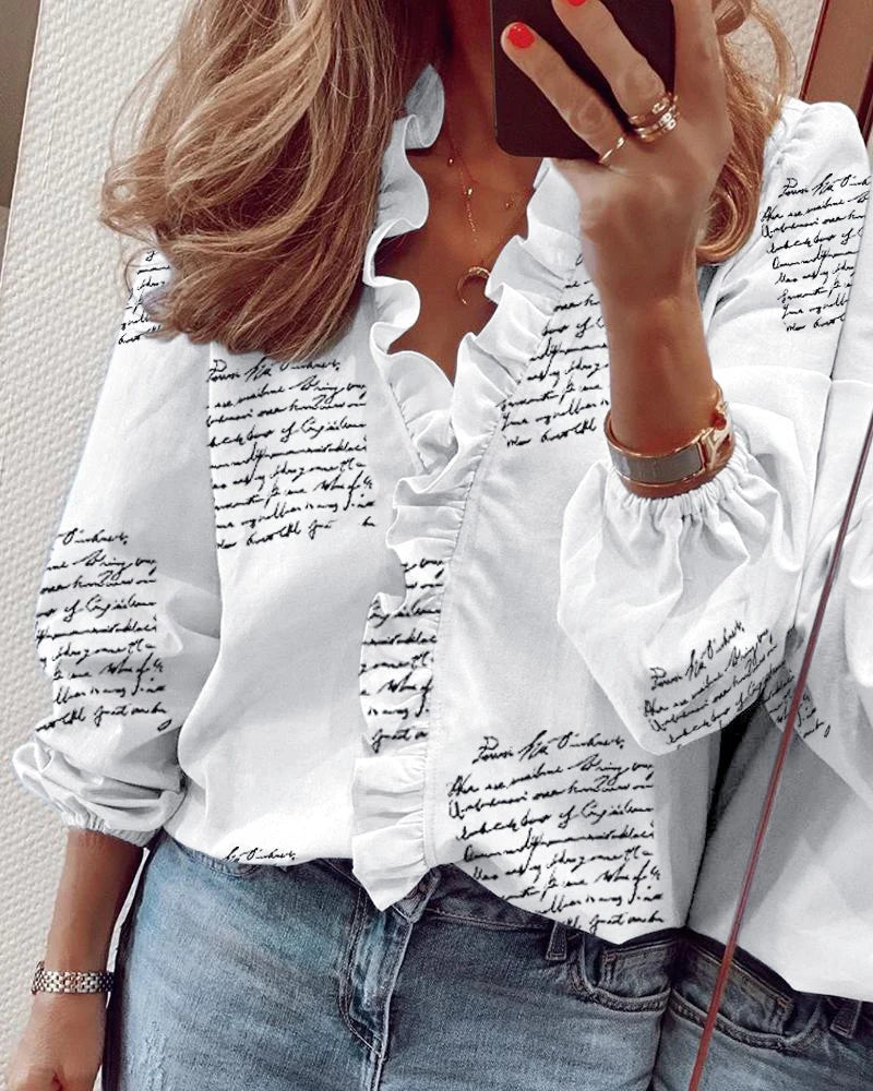 Vrouwelijke Blouse van Chiffon met Volant