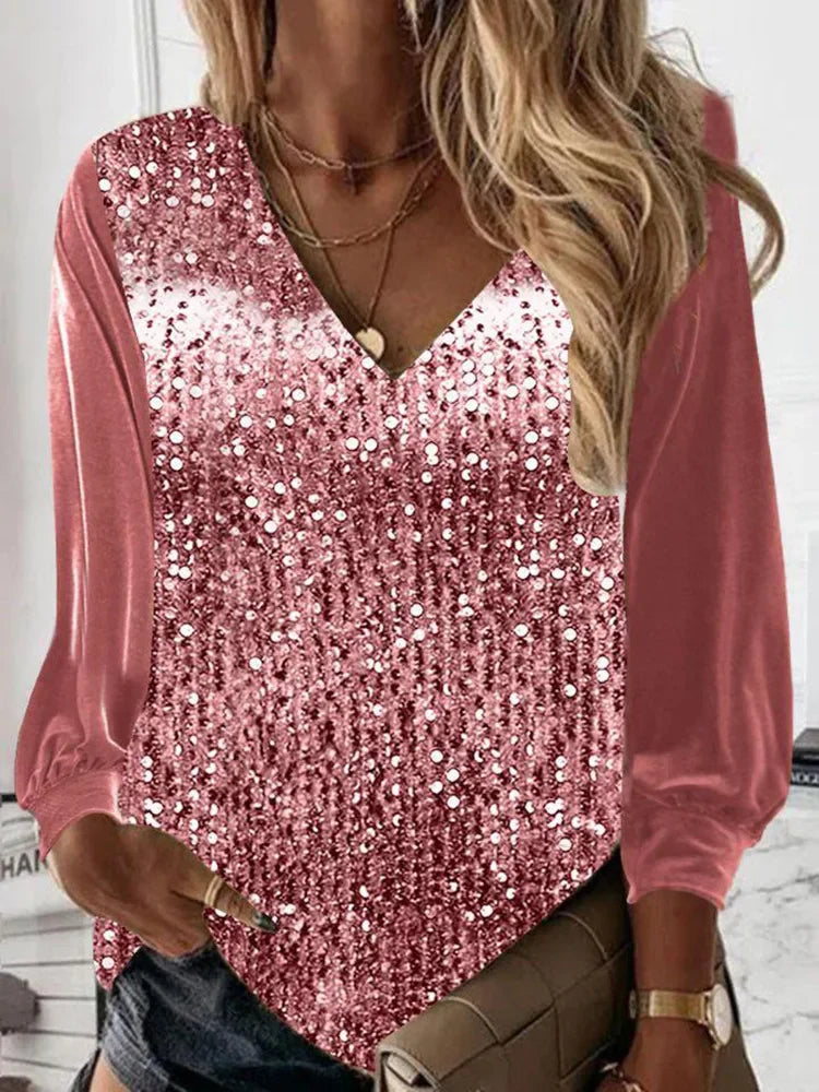 Elegante Blouse met Lange Mouwen en Pailletten