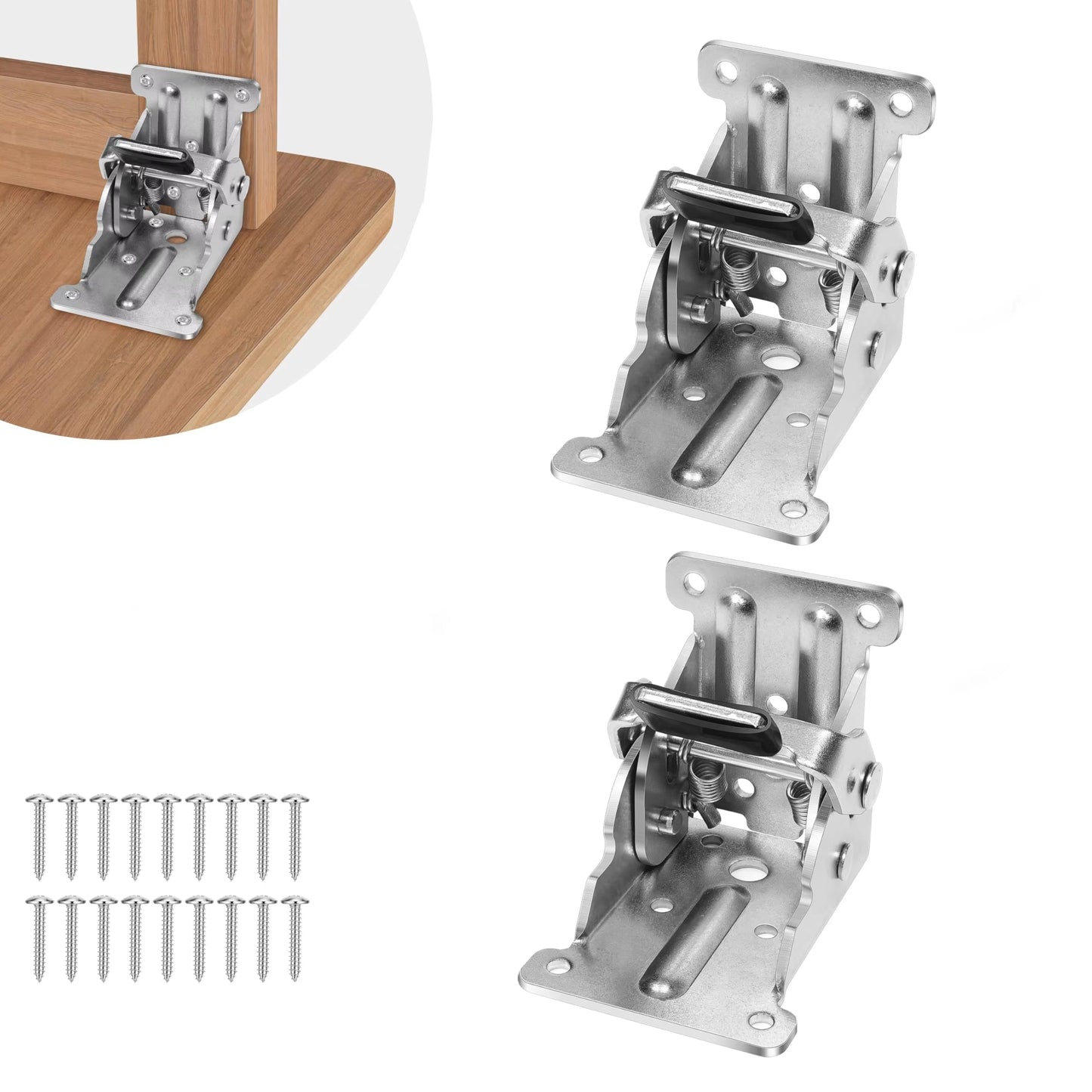 Klaptafelbeslag Staal – Zelfvergrendelend tot 225 kg – 90° Montage – 2 Stuks