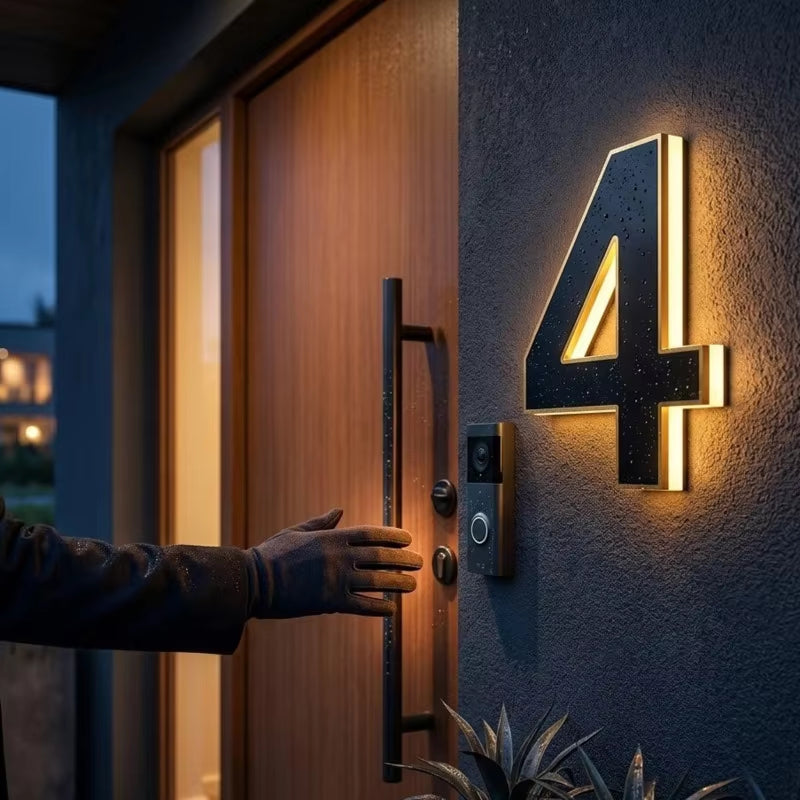Verlicht Huisnummerbord op Zonne-energie met Automatische LED-Verlichting bij Schemering