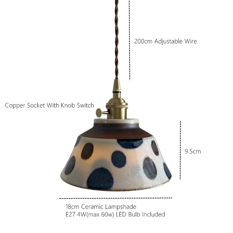 Hanglamp Eettafel Keramiek Handgeschilderd Bloemmotief Koperen Fitting E27 Inclusief Lichtbron 4 Dessins