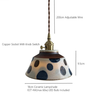 Handgeschilderde Keramische Hanglamp Scandinavisch Design Met Koperen Fitting Bloemenpatroon Voor Eettafel Keuken En Slaapkamer