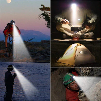 LED Hoofdlamp Oplaadbaar 2000 Lumen met Zoomfunctie Waterdicht Handsfree Verlichting voor Wandelen