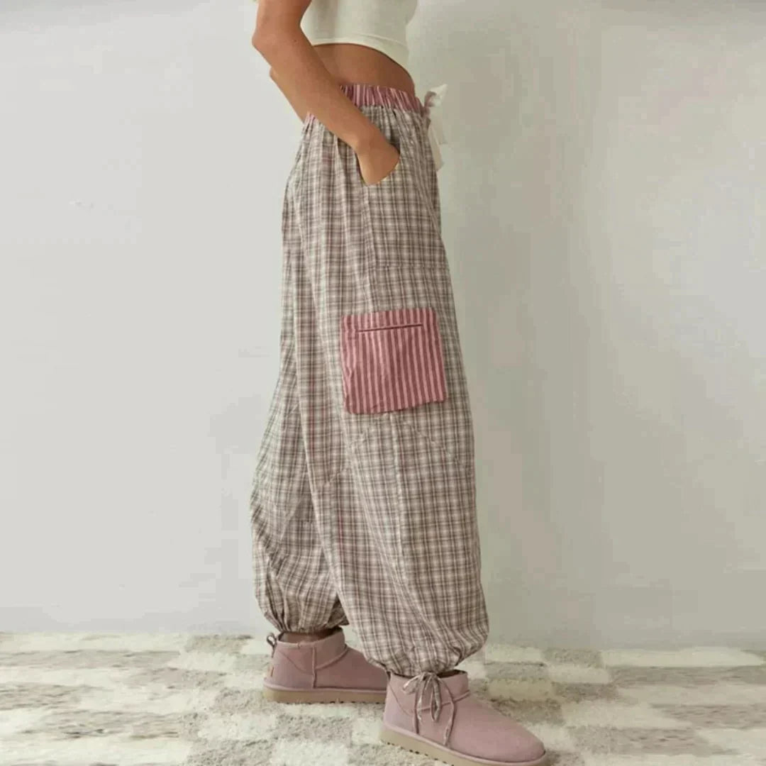 Geruite Pyjama Set Lange Mouwen voor Vrouw
