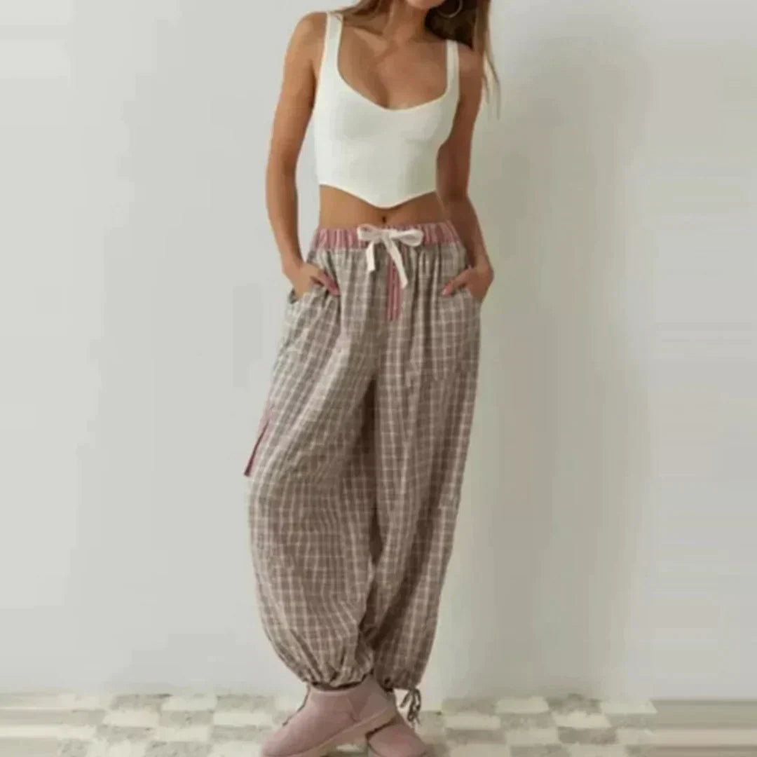 Pyjama Set Lange Mouwen Zacht Warm Geruit
