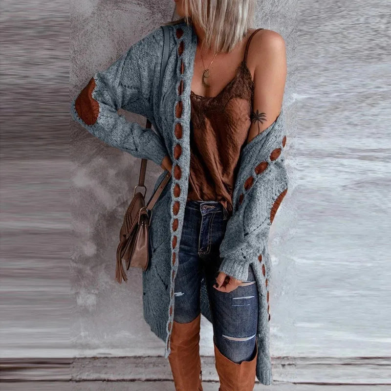 Gebreide Trui met Capuchon Vintage Look Elegante Stijl