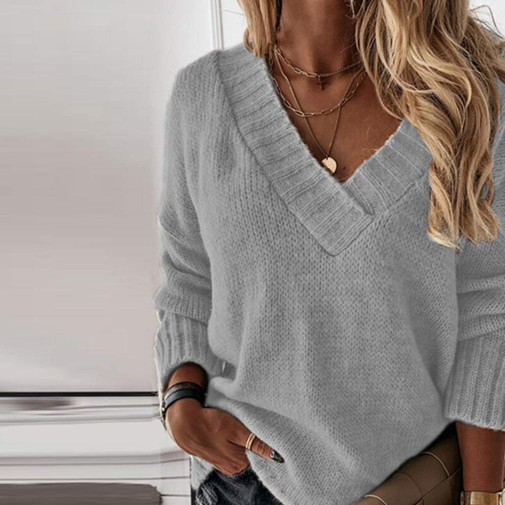 V-hals Trui Ademend Gebreid Comfortabel