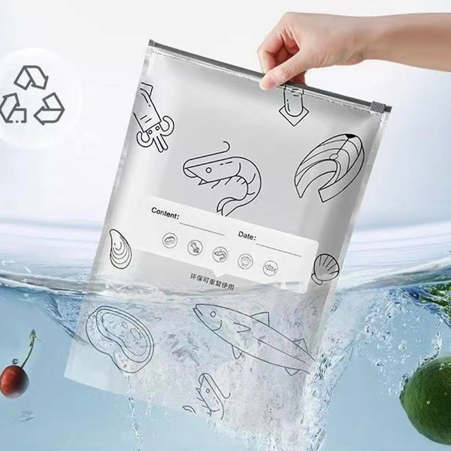 Herbruikbare Vershoudzakken met Zip-Sluiting Aluminium 20 Stuks Set voor Groenten Fruit Snacks Koelkast