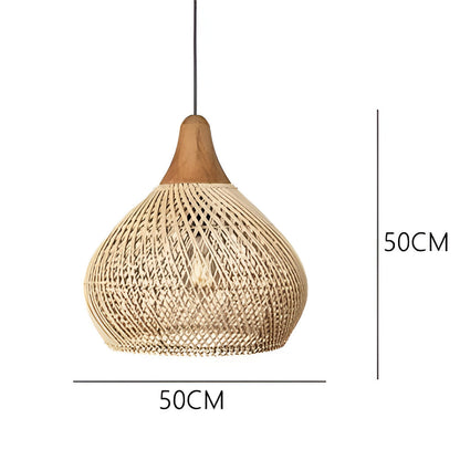 Rotan Hanglamp Boho Natuur Ø40 Ø50 Ø60 Zwart Of Naturel LED