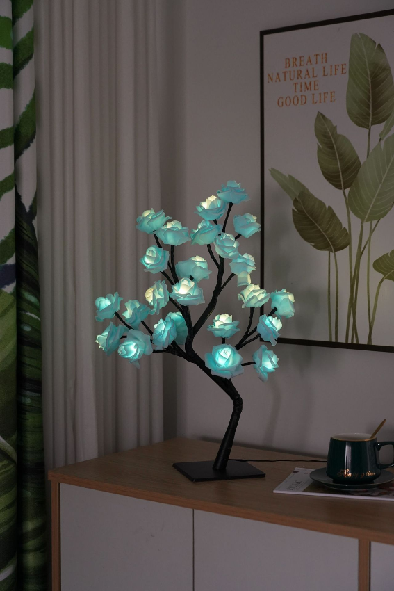 LED Decoratielamp Warm Wit 24 Bloemen Tafel- of Vloerlamp Bloemverlichting voor Woonkamer Kantoor Slaapkamer