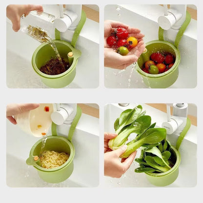 Hangend Afdruipmandje Keuken 2-Delig Filter Klik-Systeem PP BPA-vrij 20x14x13cm Groente Fruit Afgieten Aanrecht Gootsteen Filtermand Kraanrek