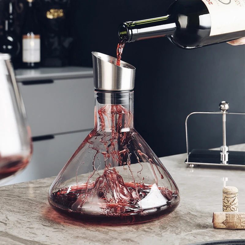 Kristalglazen wijnkaraf 1500ml met 12-kanaals beluchtingssysteem voor perfecte aroma-ontplooiing