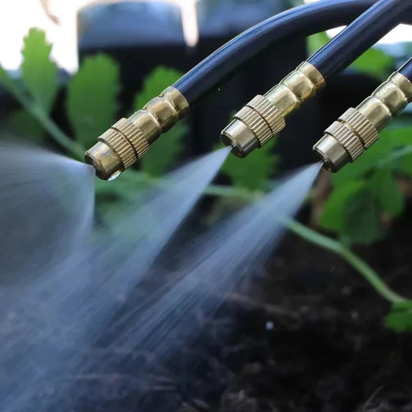 Druppelirrigatiesysteem 360° Messing PE-Slang 8mm Automatisch Bewateren Tuin Balkon Kas Hoogbed Kraan 5m 10m Zonder Stroom