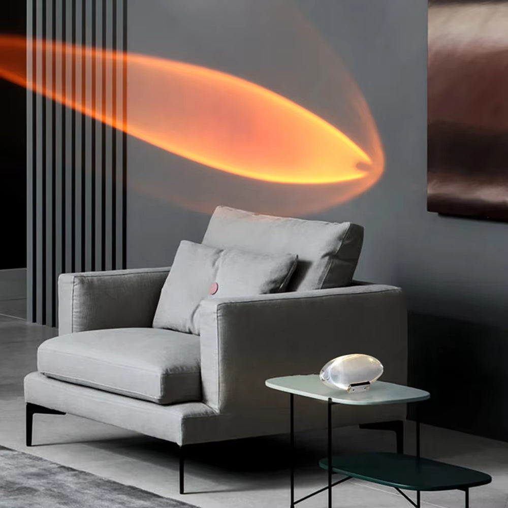 Ovale Kristallen Tafellamp met Chroom Sokkel – LED Sfeerverlichting in Warm Wit, Blauw-Paars of Zonsondergangstinten – Stemmingslicht voor Slaapkamer en Woonruimte