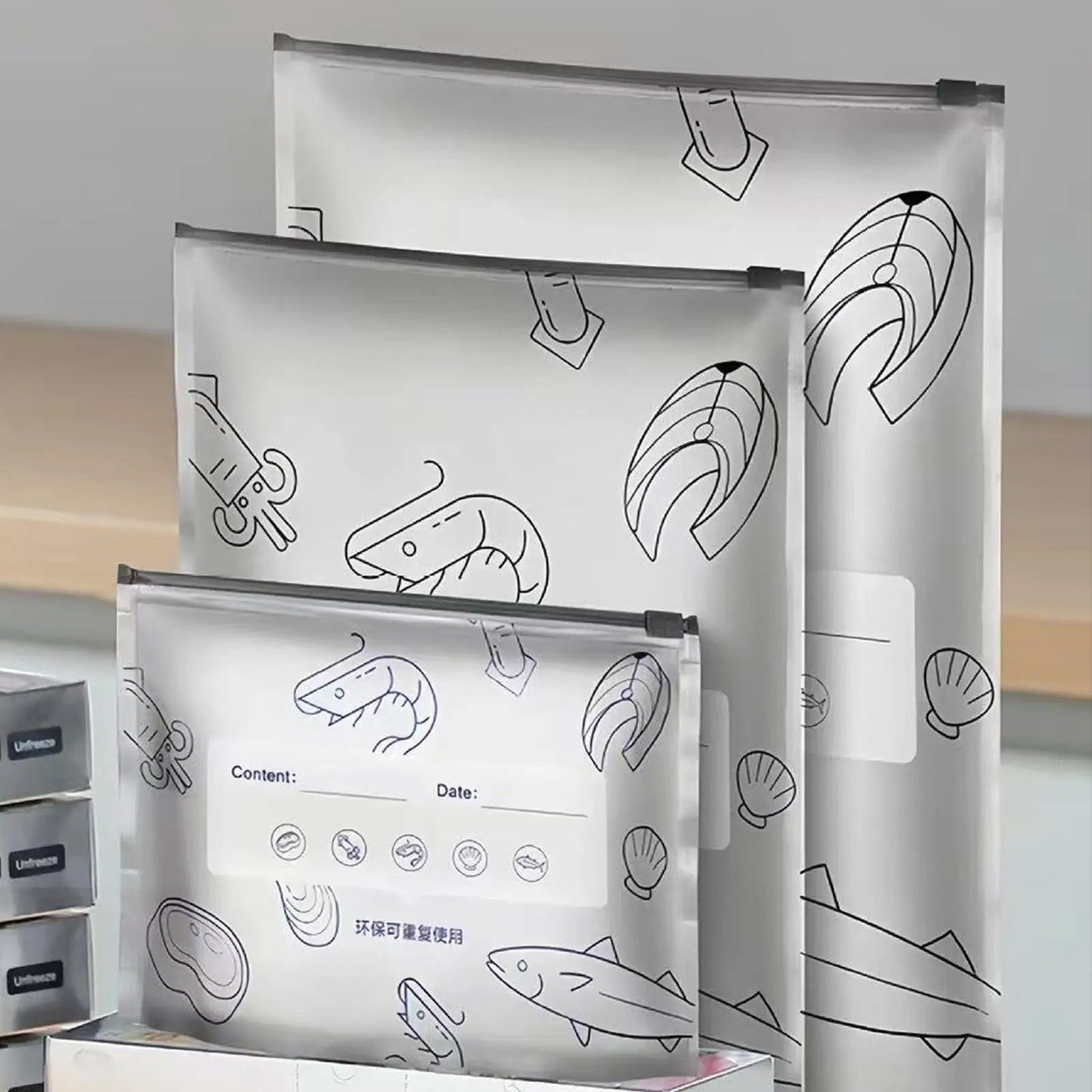 Herbruikbare Vershoudzakken met Zip-Sluiting Aluminium 20 Stuks Set voor Groenten Fruit Snacks Koelkast