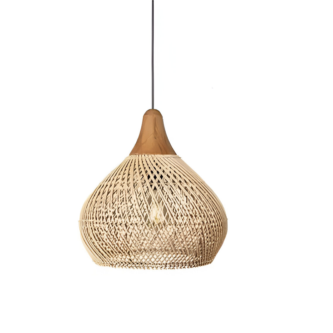 Rotan Hanglamp Boho Natuur Ø40 Ø50 Ø60 Zwart Of Naturel LED