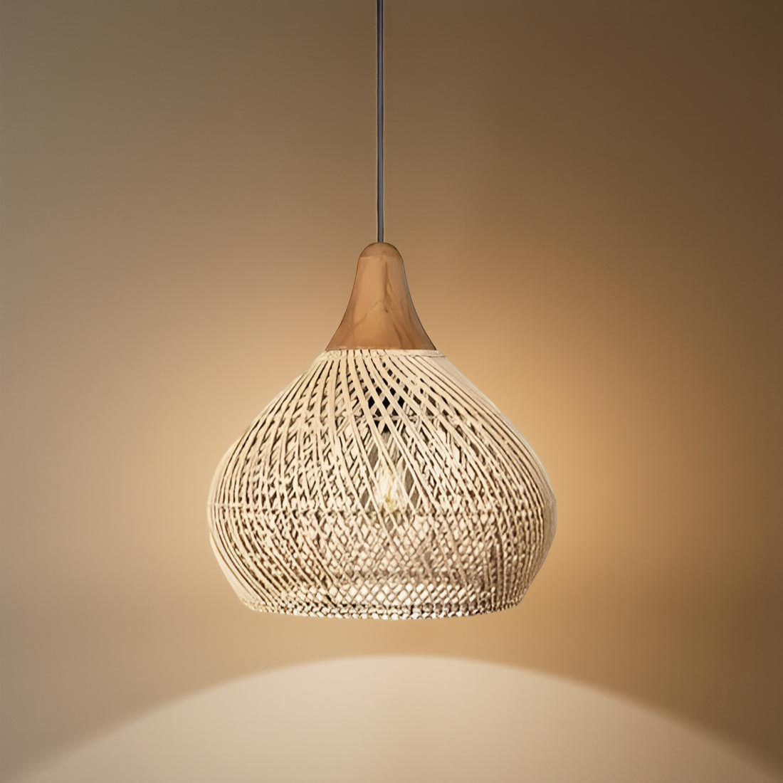 Rotan Hanglamp Boho Natuur Ø40 Ø50 Ø60 Zwart Of Naturel LED
