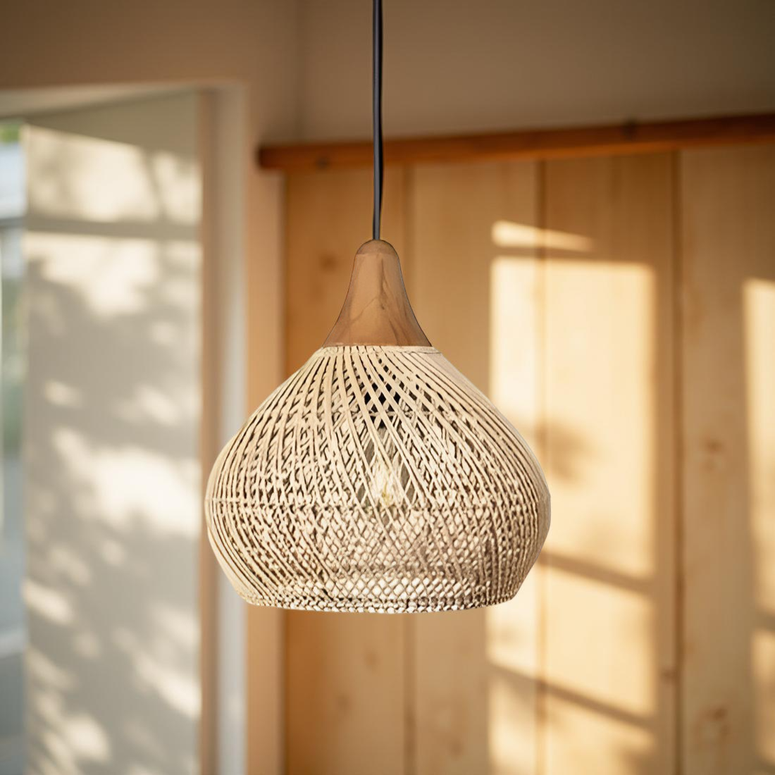 Rotan Hanglamp Boho Natuur Ø40 Ø50 Ø60 Zwart Of Naturel LED