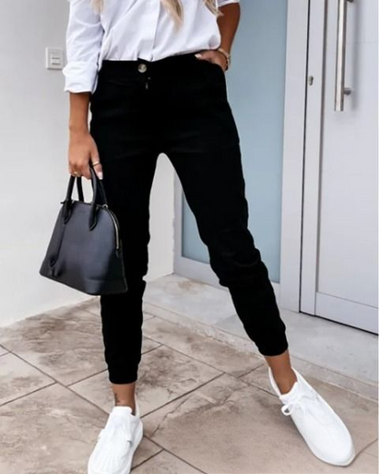 Hoge Taille Damesspijkerbroek Trendy Stijl
