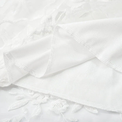 Witte Jurk met Kanten Details en Bloemen Motief