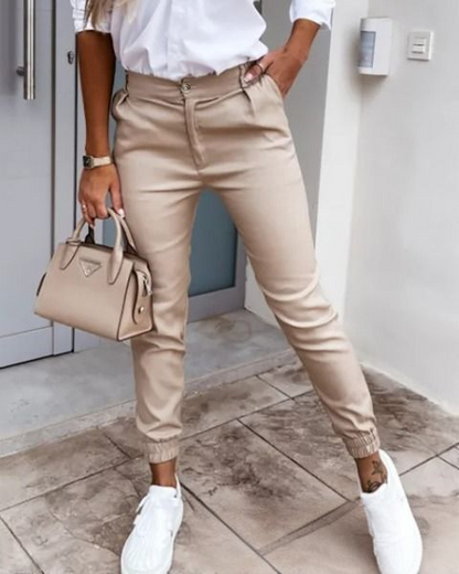 Hoge Taille Damesspijkerbroek Trendy Stijl