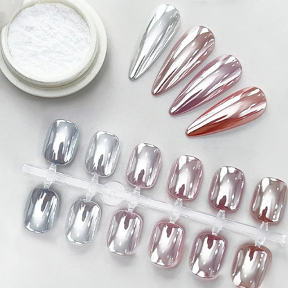 Chroompoeder voor Nagels Zilver – Spiegeleffect Nagelpoeder voor Gel en Acryl