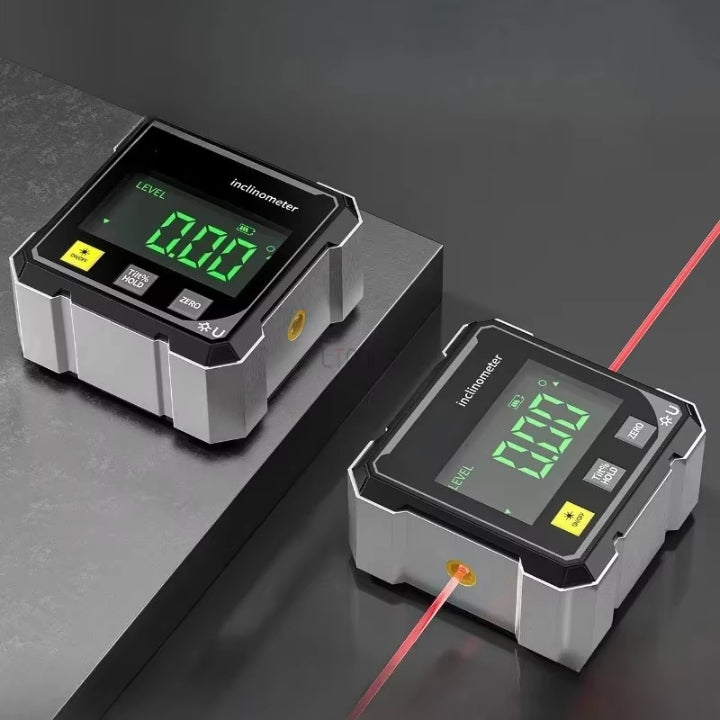 Digitale Hoekmeter Laser Aluminium USB Oplaadbaar Magnetische Voet Waterpas Loodlijn Sloophamer Niveau Meter Bouwgereedschap