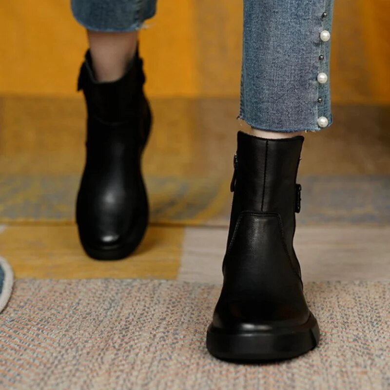 Dames Enkellaarsjes Leer Comfortabel Stijlvol Schoenen