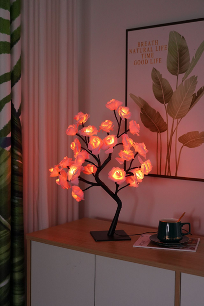 LED Bloesemtaklamp met 24 Bloemen Warm Wit 40cm – Decoratieve Sfeerverlichting Interieur Kunstbloemen op Batterij USB Tafellamp