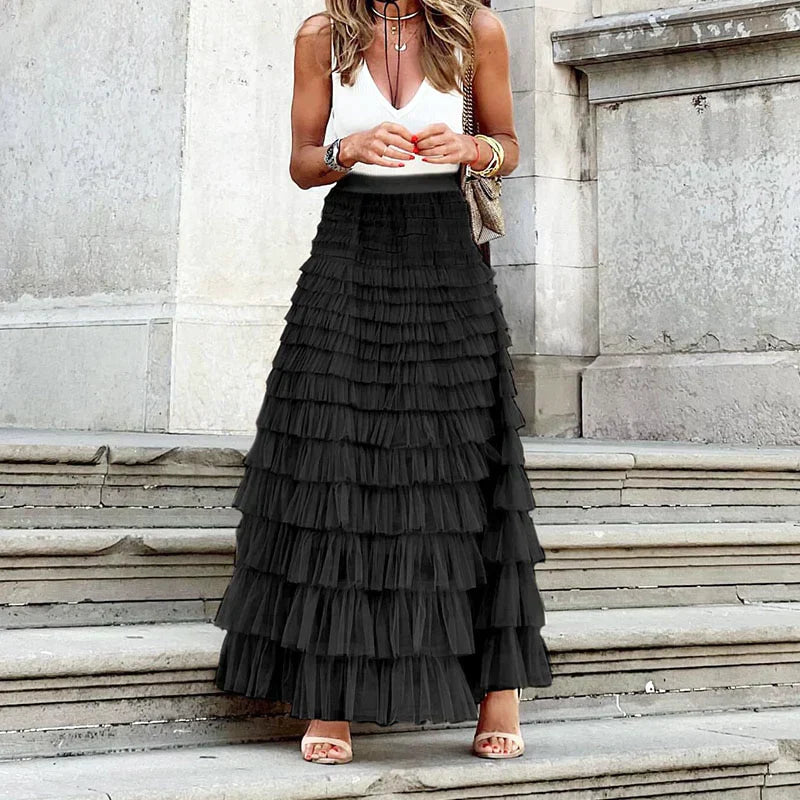 Maxi Rok van Tule met Elastische Waistband