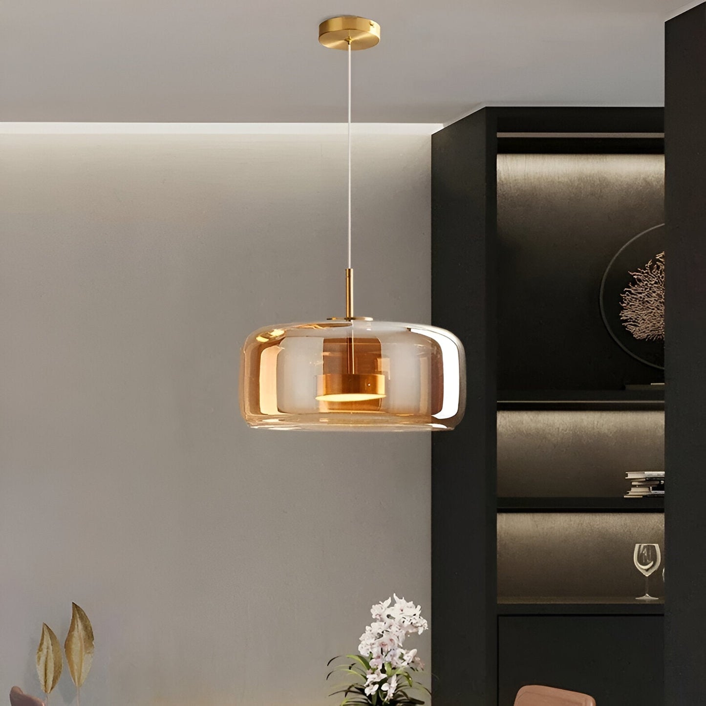 Hanglamp Rookglas Retro Trio Handgeblazen Dimbaar Verstelbaar Zwart