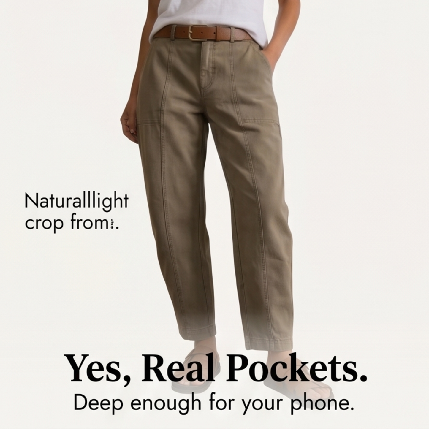 Utility Pantalon Hoge Taille Taps Toelopend met Geplooid Enkelboord Casual Werkbroek