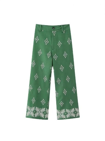 Retro Enkelbroek Geborduurd Vintage Look
