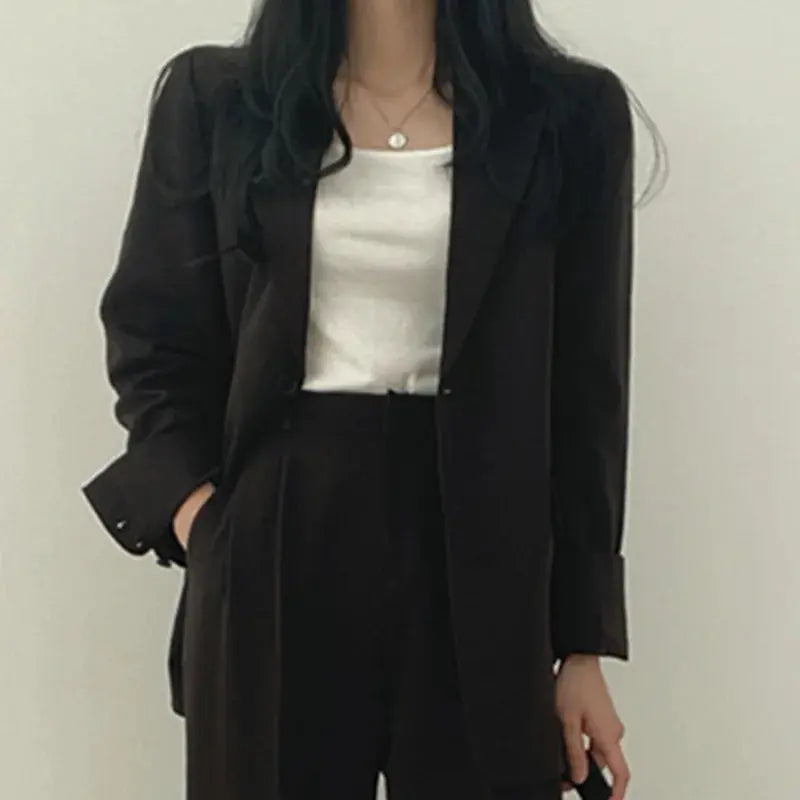 Dames Blazer Set met Rechte Broek Elegante Outfit