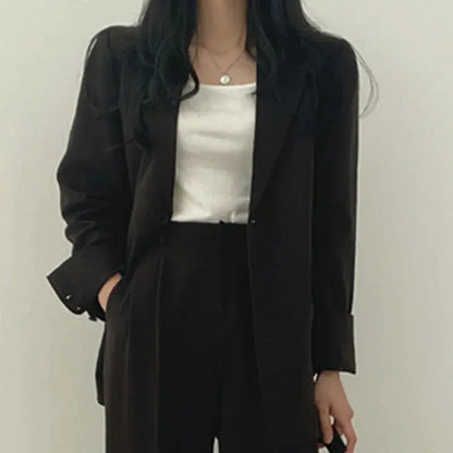 Dames Blazer Set met Rechte Broek Elegante Outfit