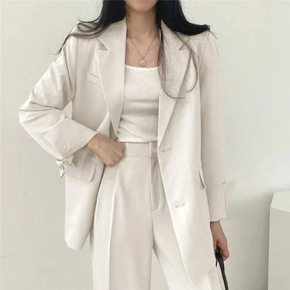 Dames Blazer Set met Rechte Broek Elegante Outfit