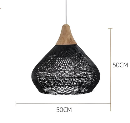 Rotan Hanglamp Boho Natuur Ø40 Ø50 Ø60 Zwart Of Naturel LED