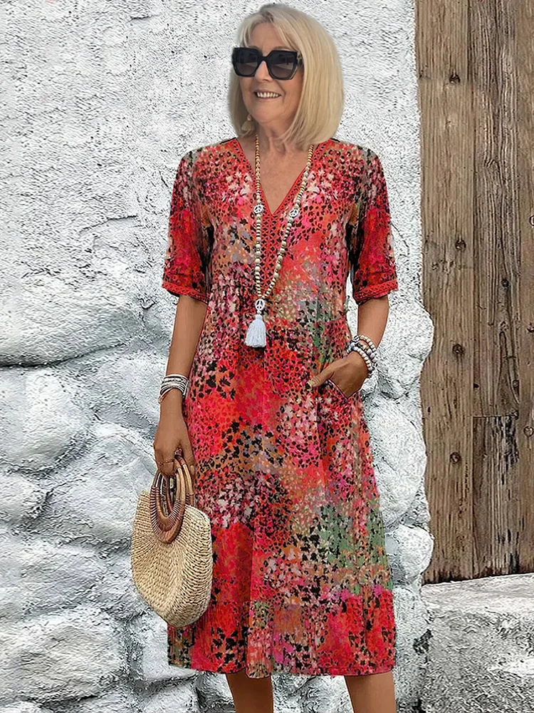 Dames Bloemenjurk Met Elegante Pasvorm