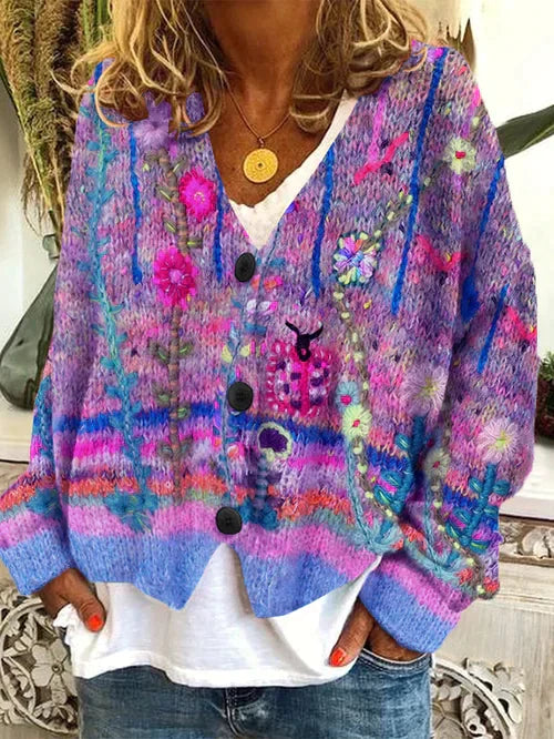 Dames Vest Retro Stijl Bedrukt Imitatie Wol