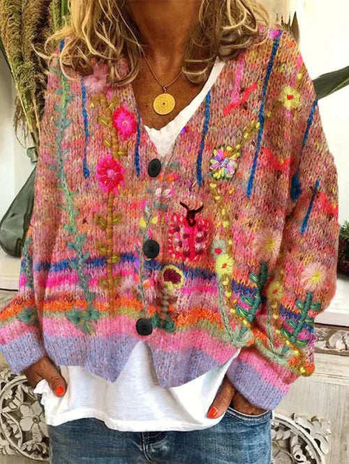 Dames Vest Retro Stijl Bedrukt Imitatie Wol