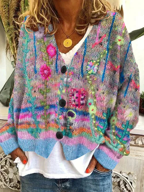 Dames Vest Retro Stijl Bedrukt Imitatie Wol